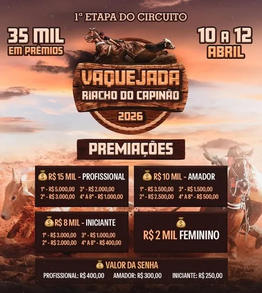 Prefeitura lança 1º Circuito Municipal de Vaquejada 2026