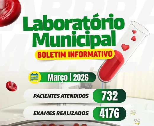 Secretaria de Saúde divulga boletim do Laboratório Municipal com atendimentos de março