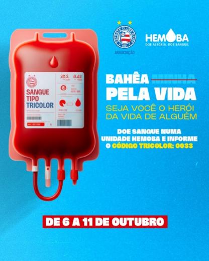 Hemoba e Associação Esporte Clube Bahia promovem campanha de incentivo à doação de sangue