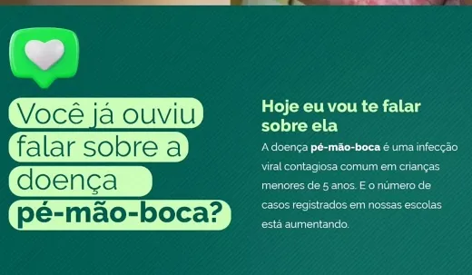 Município registra aumento de casos da doença mão-pé-boca em escolas