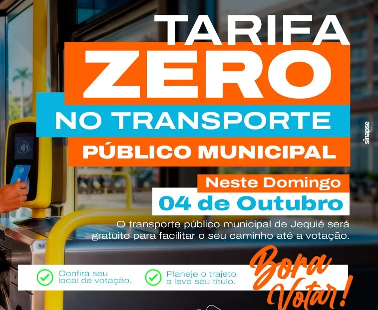 Transporte público terá tarifa zero no dia das Eleições 2026