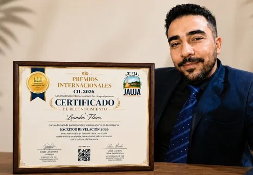 Leandro Flores conquista prêmio internacional da III Feira Internacional do Livro de Jauja, no Peru