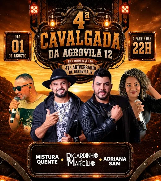 4ª Cavalgada da Agrovila 12 será realizada em agosto com atrações musicais