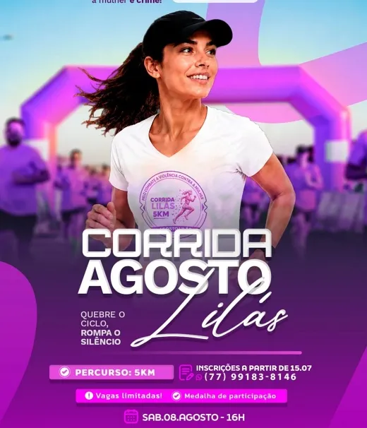 CREAS realiza Corrida Agosto Lilás com percurso de 5 km e inscrições abertas