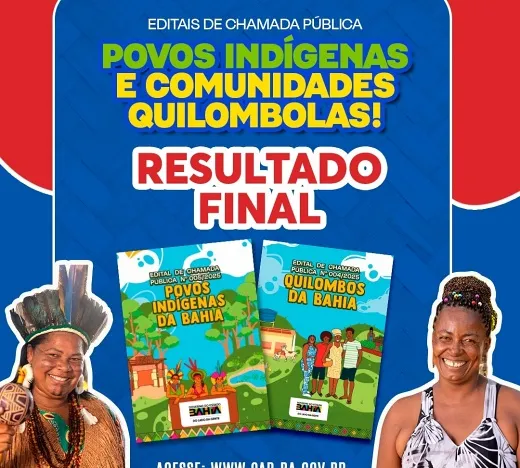 Governo da Bahia divulga resultado de editais que destinam R$ 24 milhões a povos indígenas e comunidades quilombolas