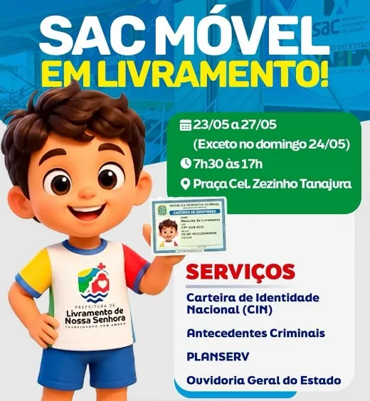 Emissão de RG e outros serviços serão oferecidos pelo SAC Móvel