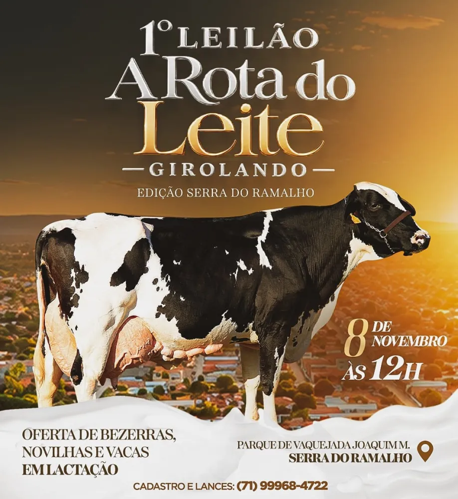 Município recebe 1º Leilão A Rota do Leite em 8 de novembro
