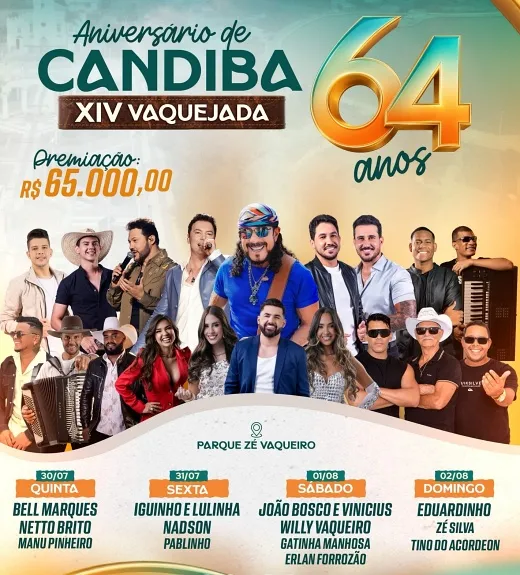 Município divulga programação da XIV Vaquejada e comemoração pelos 64 anos