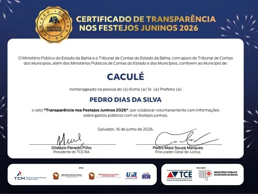 Município recebe Selo de Transparência dos Festejos Juninos pelo quarto ano consecutivo