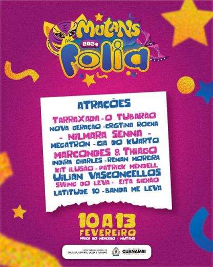 Guanambi: tradicional Carnaval de Mutans tem grade oficial de atrações divulgada